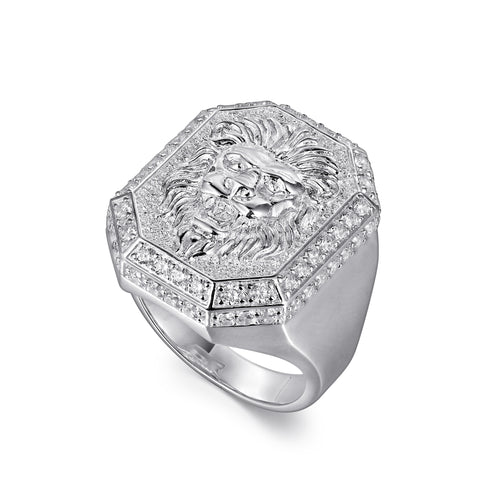 Diamond Bezel Lion Ring-ring-lirysjewelry
