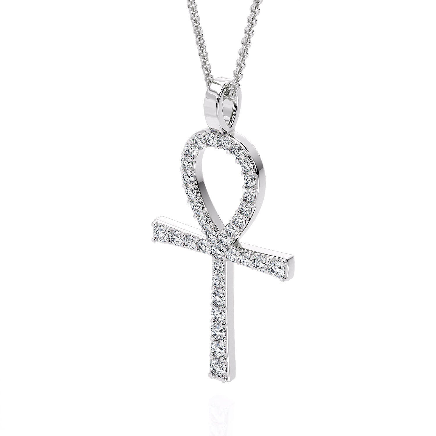 Ankh necklace hot sale silver diamond