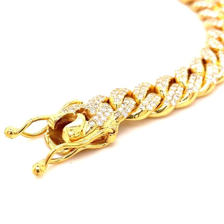 2ctw Diamond Yellow Gold Miami Cuban Link Bracelet | 8.8mm | 8.5 Inches |  Men's | REEDS Jewelers