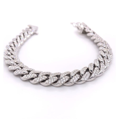 Iced Out 12mm White gold miami cuban link bracelet 12ctw genuine VS diamonds-Miami Cuban Link-lirysjewelry