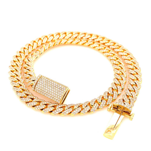 Iced out diamond miami cuban link 10kt gold 9mm 16ctw-Miami Cuban Link-lirysjewelry