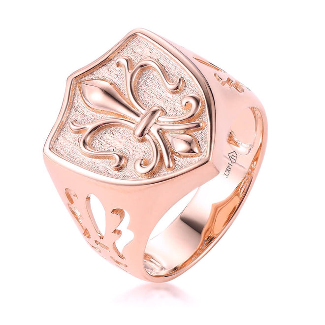Anillo de flor de lis estilo sello