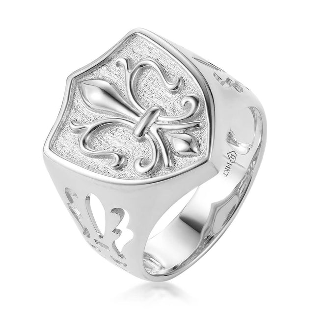 Anillo de flor de lis estilo sello