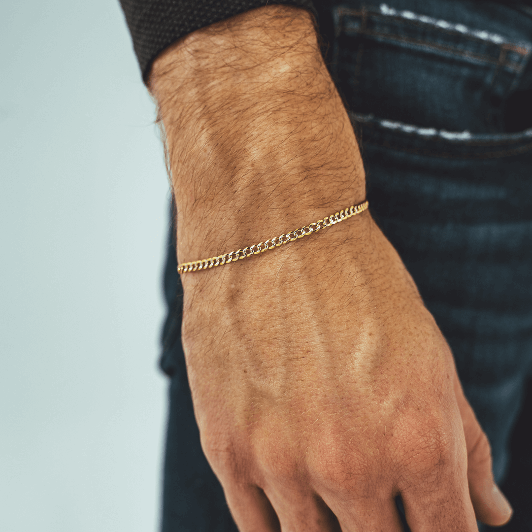 Made in Italy Men's Curb Chain ID Bracelet in 14K Gold - 8.5