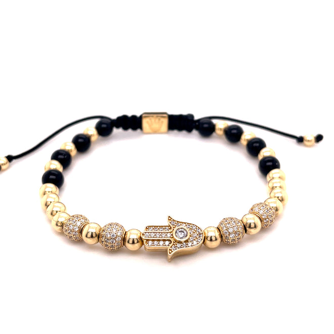 Men's Gold Bead Hamsa Bracelet
