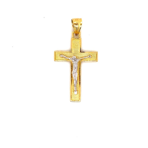 14k genuine two tone crucifix 3.6g-pendant charm-lirysjewelry