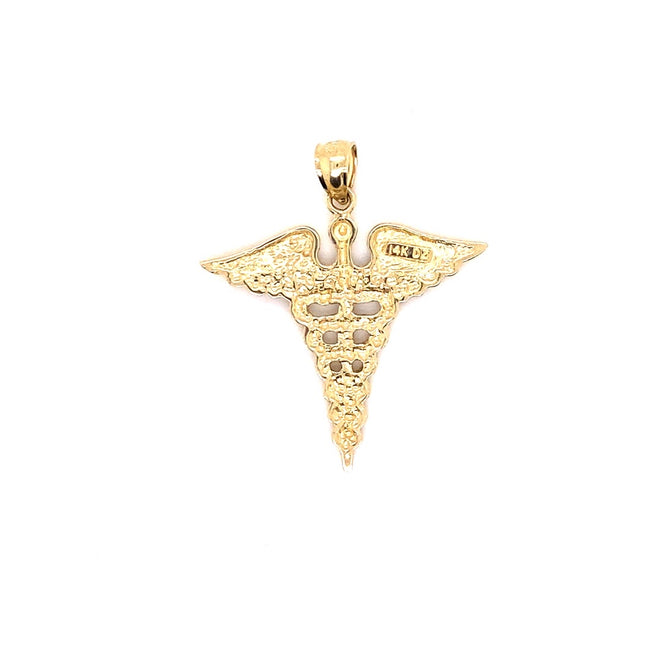 14k real gold medical cross (caduceus) 3.0g-pendant charm-lirysjewelry