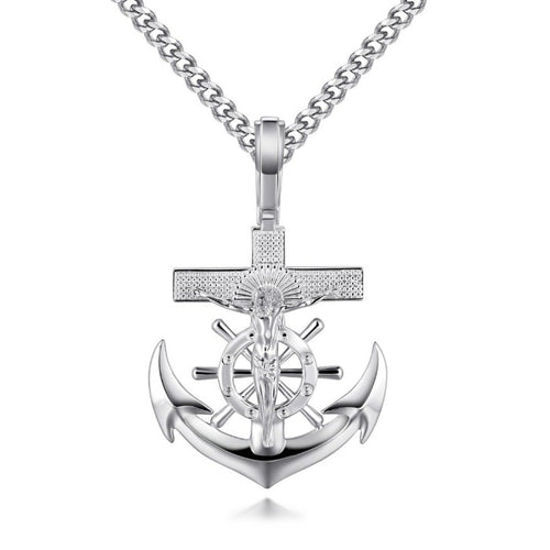 Anchor & Crucifix Pendant | Gold & Silver Anchor & Crucifix Pendant | Gold & Silver