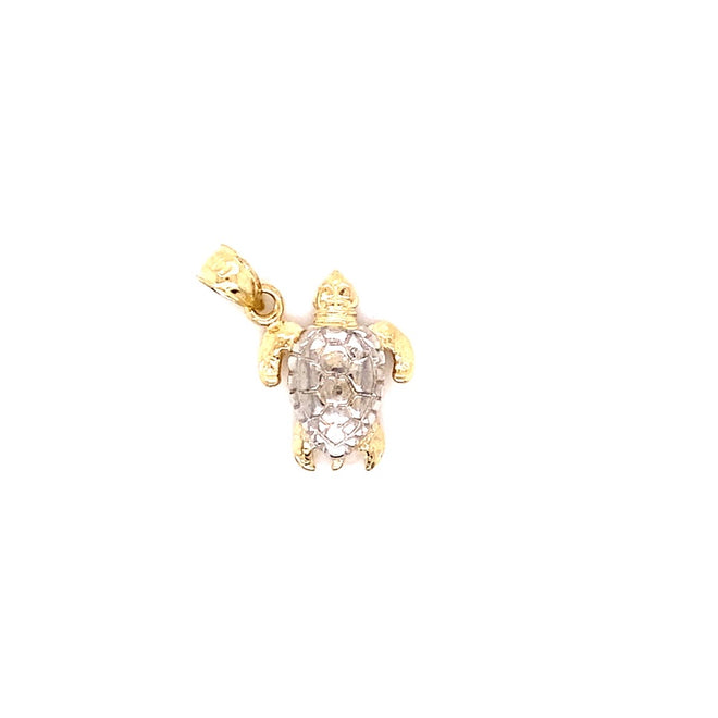 14k real gold two tones turtle 3.1g-pendant charm-lirysjewelry