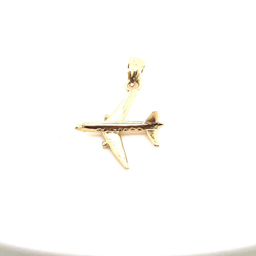 14k solid gold plane 1.8g-pendant charm-lirysjewelry