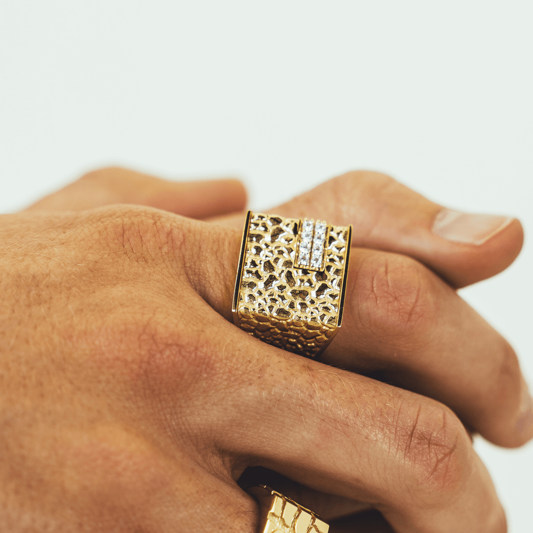 10kt Yellow Gold Men's Diamond Cluster Ring - Elegant Statement Jewelry –  Splendid Jewellery