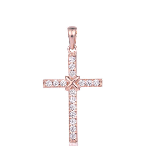 Simple gold diamond cross with knotted center design