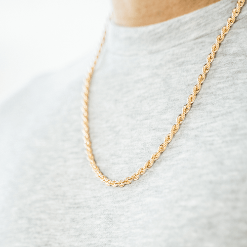 6mm Thick Men's Rope Chain 14k Gold Plated Solid 925 Sterling Silver  Necklace