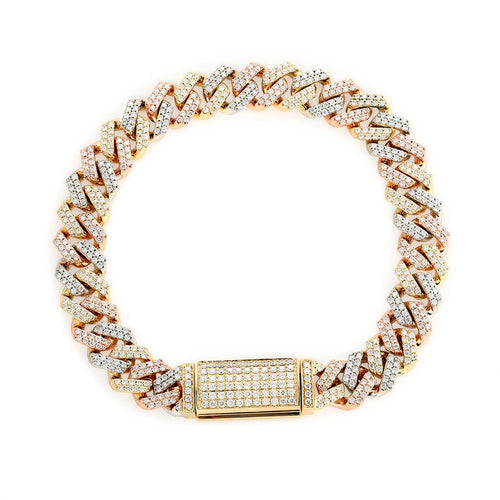 Iced out square link miami cuban link bracelet