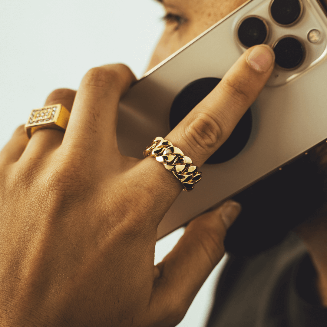 White Gold and Diamond Cuban Link Ring – Wrist Aficionado